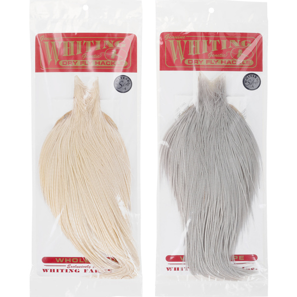 Capa de plumas del cuello de gallo Whiting Silver