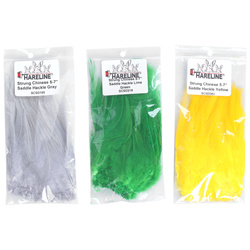 Hareline plumas de colgadera de gallo chino ensartadas 5-7