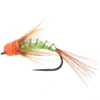 Tungsteno BH Naranja Caddis Verde
