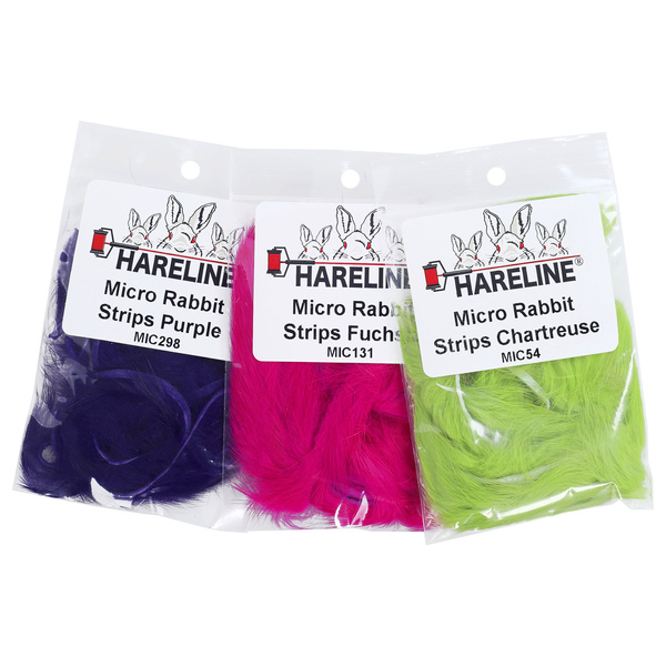 Tiras estrechas de piel de conejo con pelo Micro Hareline