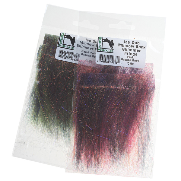 Fleco de fibras sintéticas Hareline Ice Dub Minnow Back Shimmer Fringe