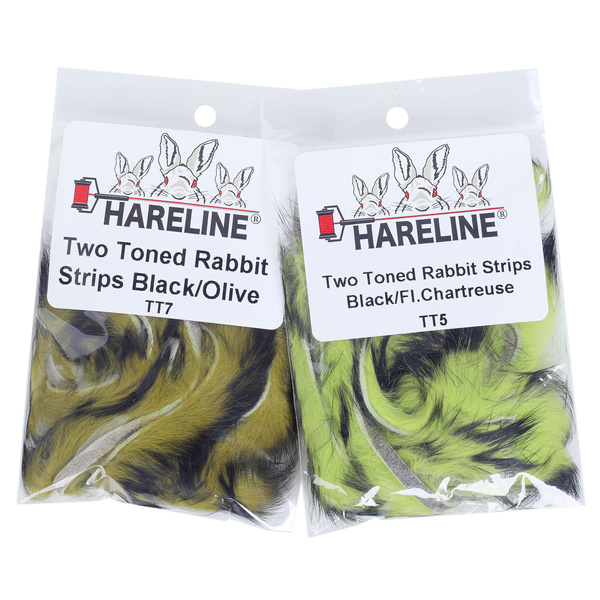 Hareline Tiras de piel de conejo con pelo Two Toned
