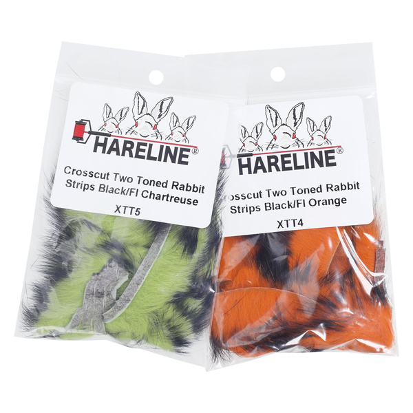 Hareline Tiras de piel de conejo con pelo de corte transversal Two Toned