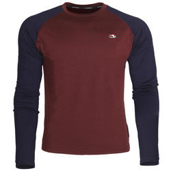 Camiseta de lana merina de manga larga y cuello redondo Taimen Kerulen - Midnight/Wine