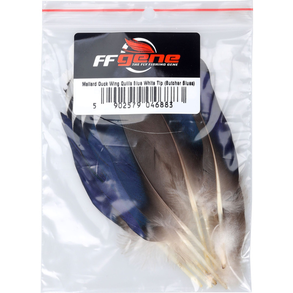 FFGene Plumas remeras azules de ánade real con punta White (Butcher Blues)