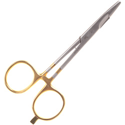 Pinza hemostática con tijeras y anillas doradas Dr Slick