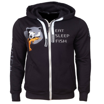 Sudadera con capucha, cremallera y bordado Taimen Menza - Black