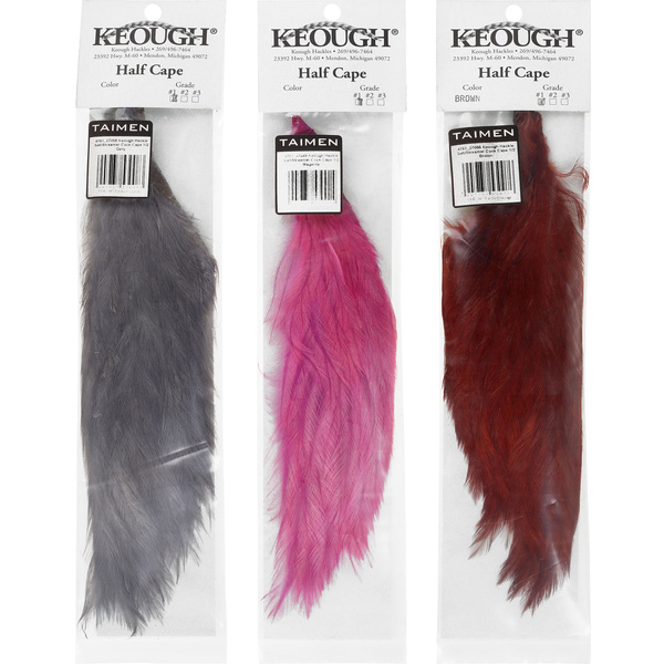 Media capa de plumas del cuello de gallo para streamers y agua salada Keough Hackle 1/2