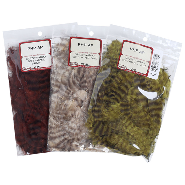 Wapsi Plumas de hackle blando Matuka Grizzly