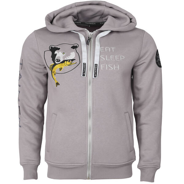 Taimen Menza Sudadera con Cremallera Bordada - Lt. Gris